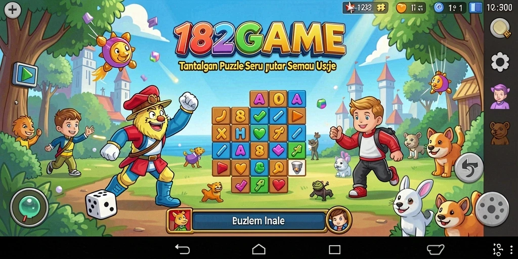 Tampilan gameplay seru dari 182GAME dengan berbagai tantangan puzzle.