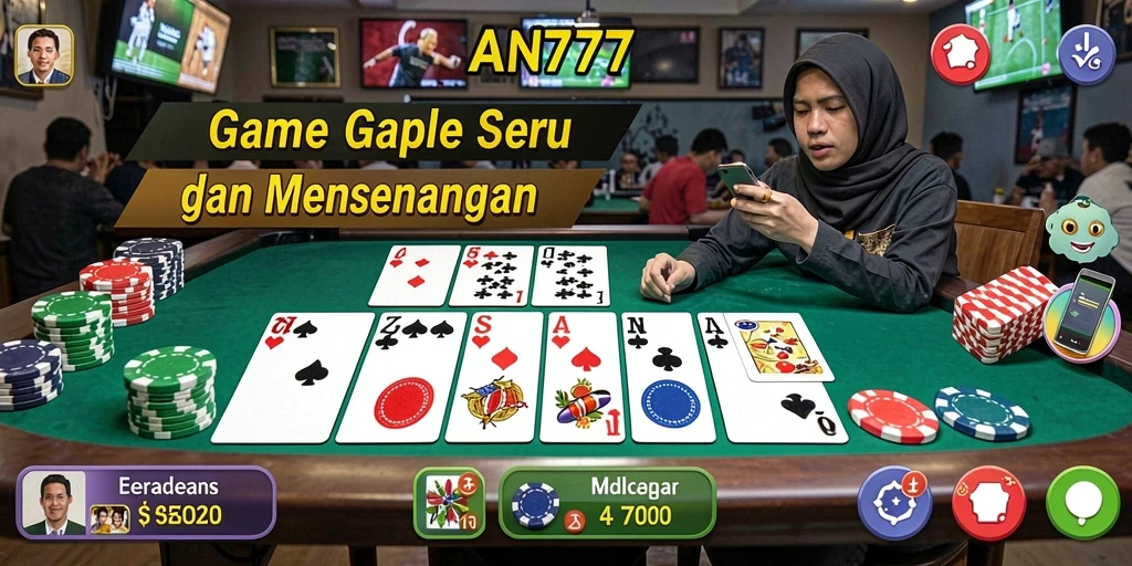 Tampilan gameplay AN777 yang menarik dan interaktif saat bermain Gaple.