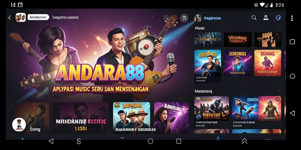 Tampilan gameplay seru ANDARA88 dengan fitur musik interaktif.