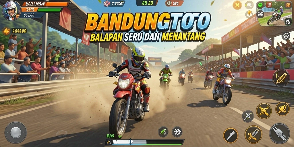 Tampilan mendebarkan saat berlomba di lintasan balap motor.