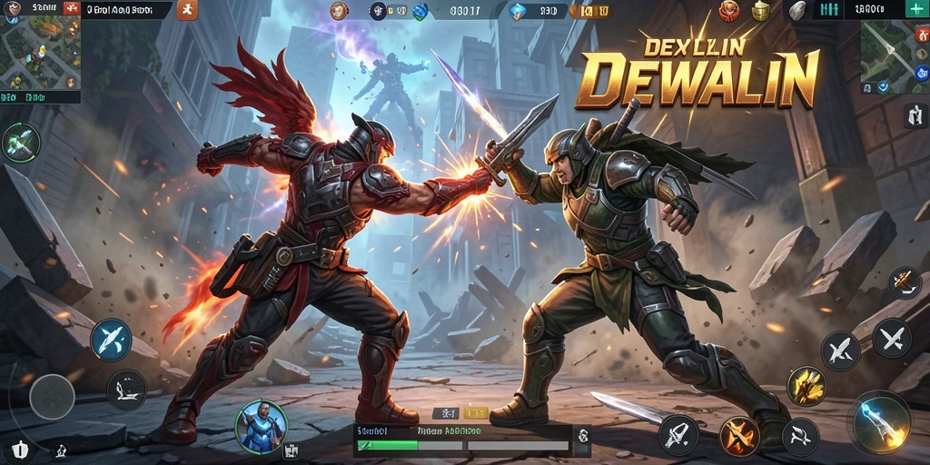 Gameplay intens DEWALIN menampilkan pertarungan aksi yang mendebarkan.