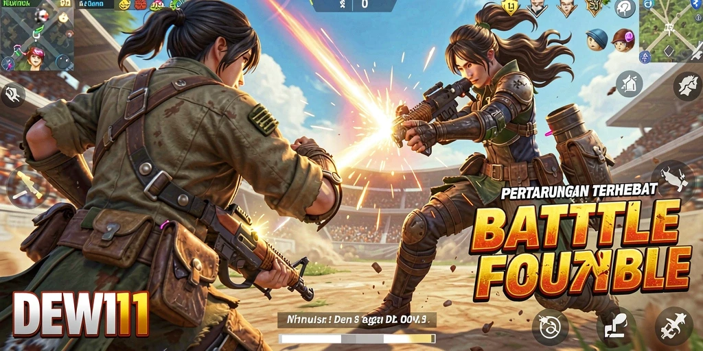 Gameplay seru dalam DEWI11 dengan pertarungan Battle Royale yang menegangkan.