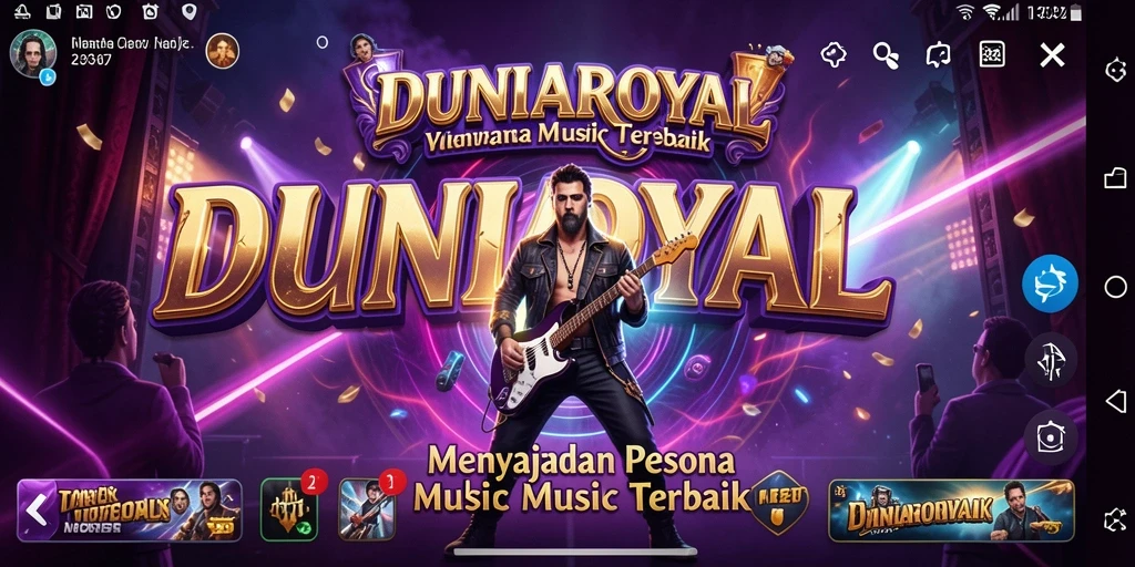 Tampilkan gameplay DUNIAROYAL dengan visual musik yang menarik.