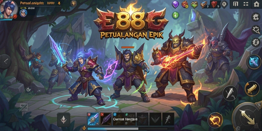 Tangkapan layar utama E88 menampilkan aksi pertarungan yang mendebarkan dalam dunia ARPG.