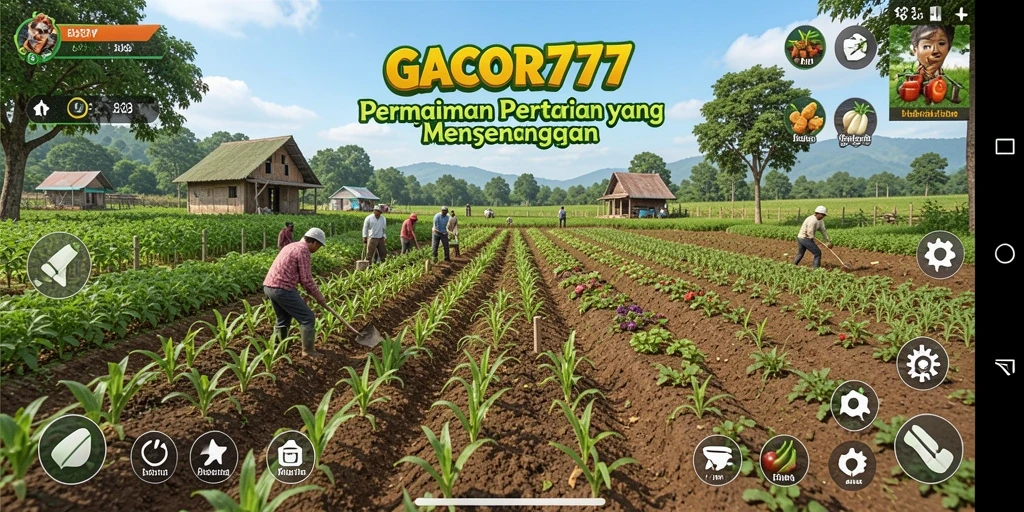 Tangkapan layar dari gameplay GACOR777 menunjukkan aktivitas bertani yang seru.