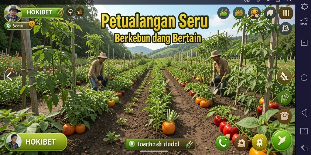 Tampilan gameplay HOKIBET dengan aktivitas bertani yang seru.