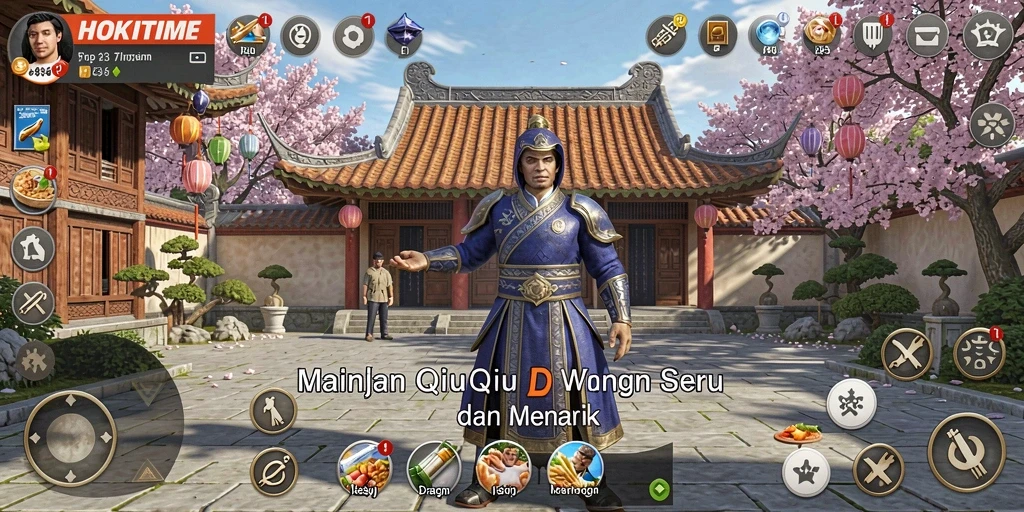 Screenshot HOKITIME menampilkan gameplay QiuQiu yang seru.