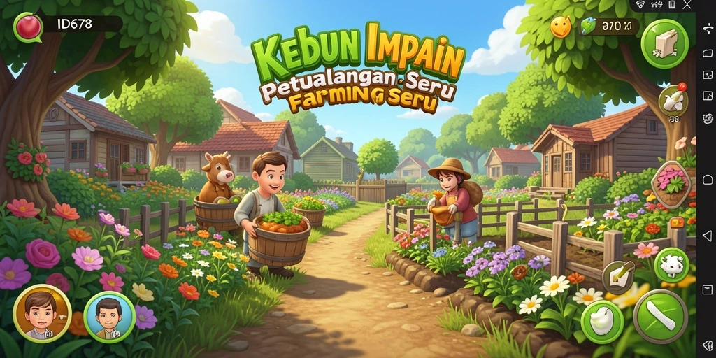 Tampilan screenshot ID678 yang menunjukkan aktivitas bertani yang seru.