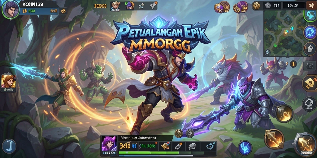 Screenshot gameplay KOIN138 menampilkan aksi pertarungan seru dalam MMORPG.