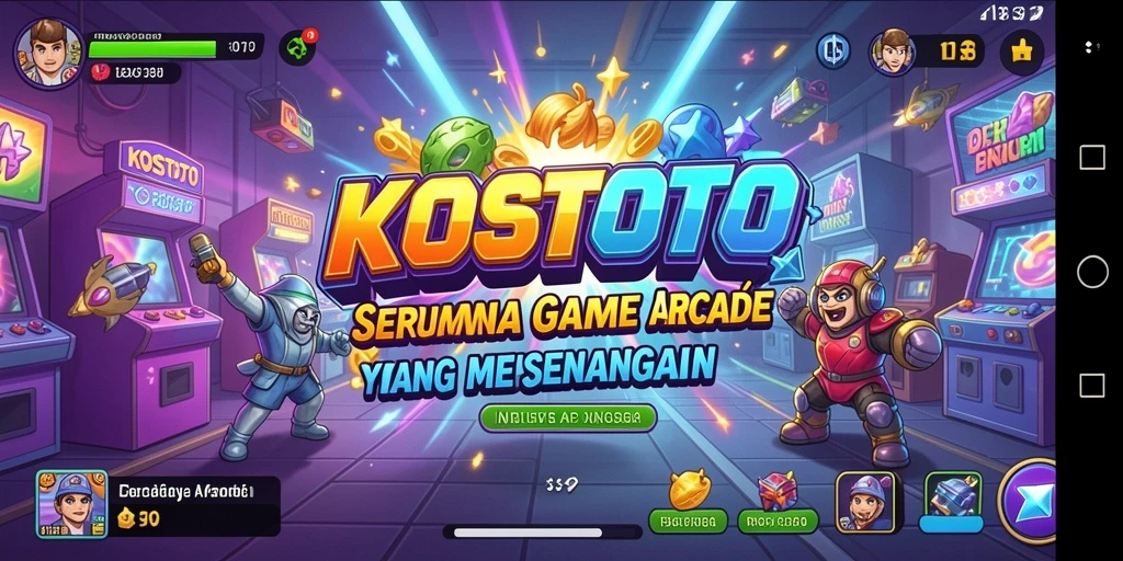 Tampilan gameplay KOSTOTO yang penuh warna dan menantang.