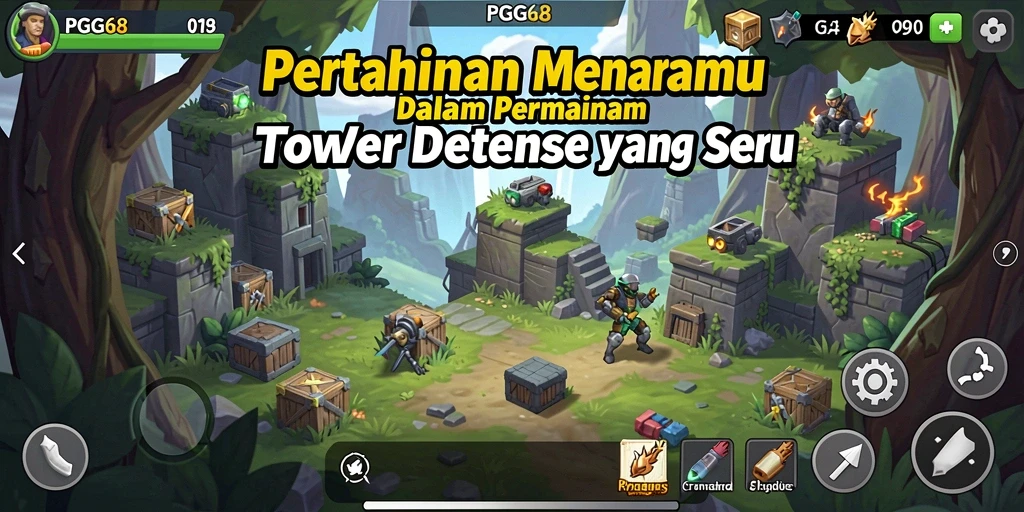 Screenshot utama PGG68 menampilkan aksi seru gameplay Tower Defense.