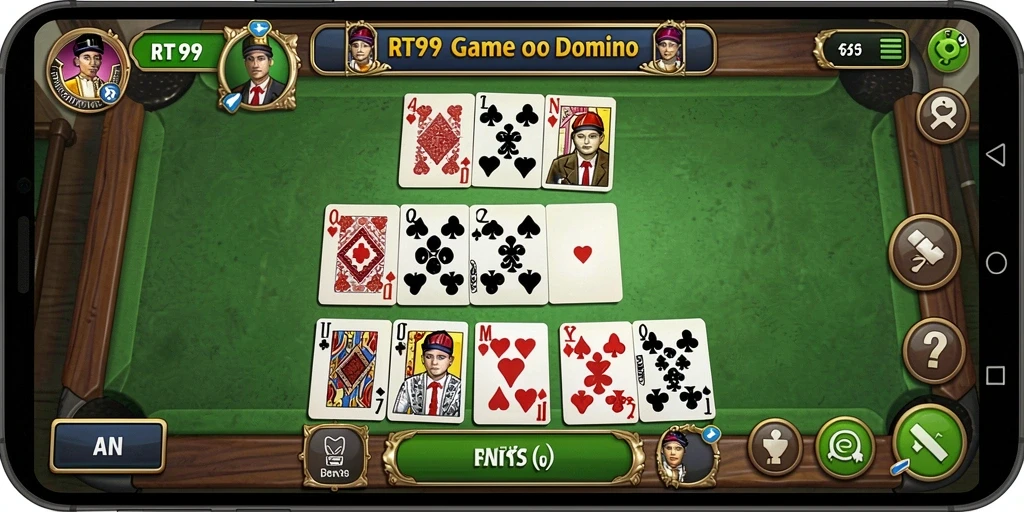 Screenshot RT99 menampilkan gameplay intens dan menggembirakan dalam permainan Domino.