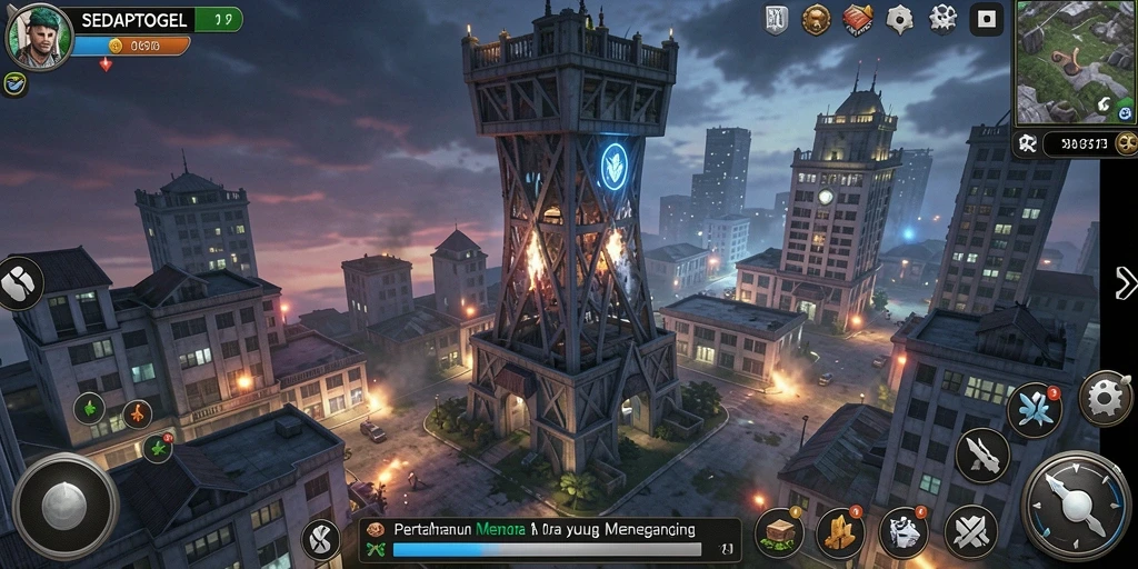 Menampilkan aksi gameplay menara pertahanan yang seru.