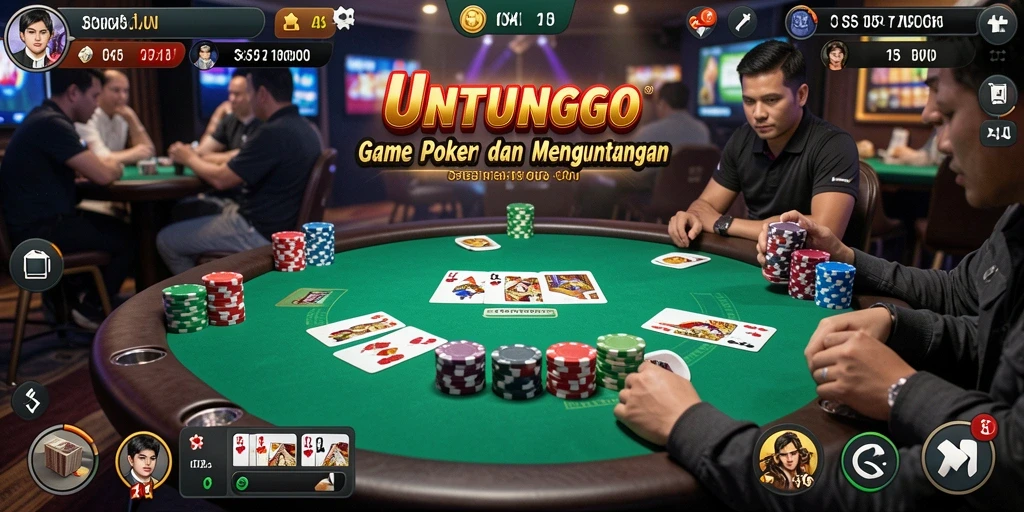 Tampilan gameplay seru dalam UNTUNGGO dengan Poker yang mendebarkan.